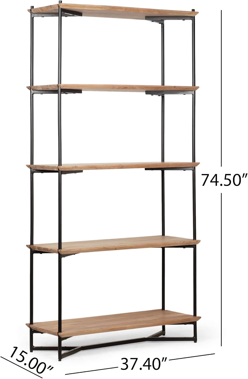 5 Shelf Acacia Wood Etagere Bookcase T3151