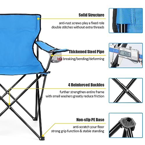 Oversized Folding Camping Chair with Cup Holders and Carrying Bag Black V11178