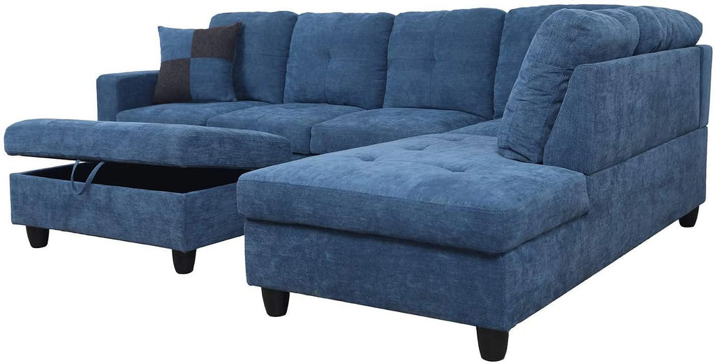Lake Blue L-Shape Sectional Sofa with Chaise W392562
