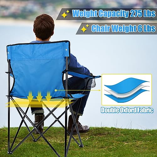 Oversized Folding Camping Chair with Cup Holders and Carrying Bag Black V11178
