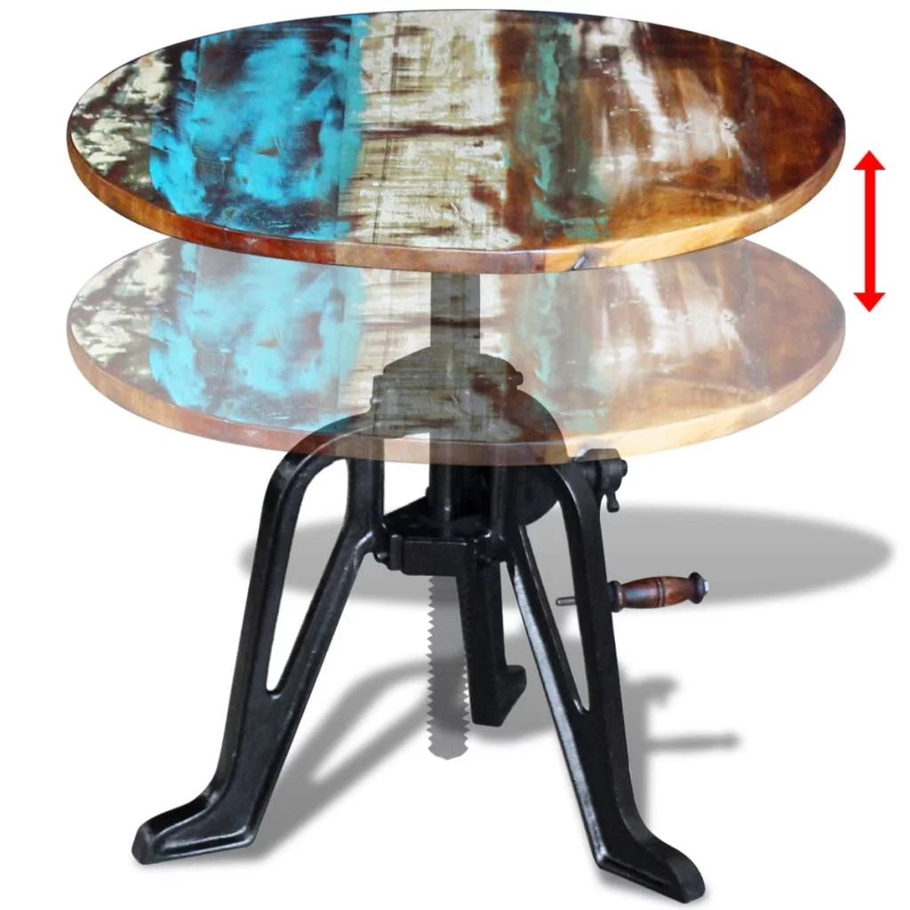 Solid Reclaimed Wood Cast Iron Side Table P8944