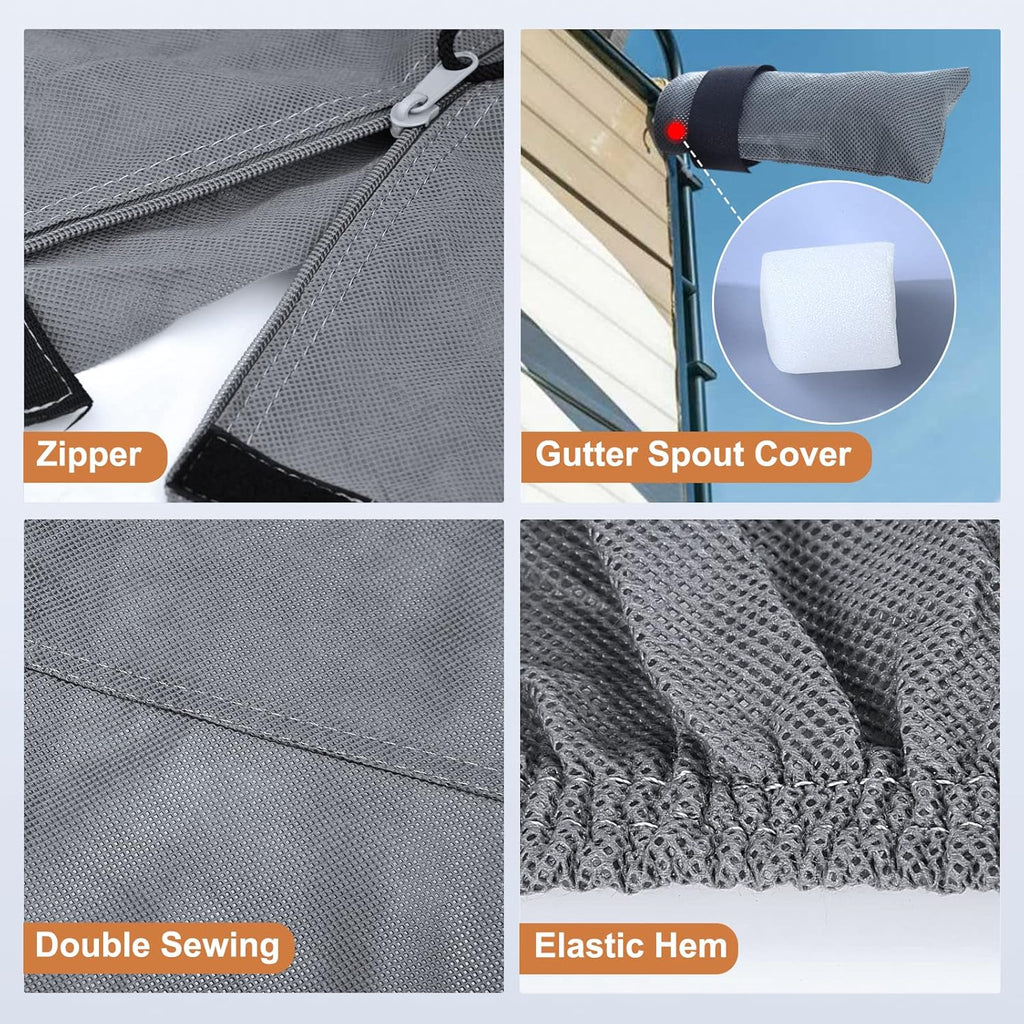 RV Cover Heavy Duty Anti-UV Rip-Stop Breathable with 2Pcs Straps & Gutter Covers I56472