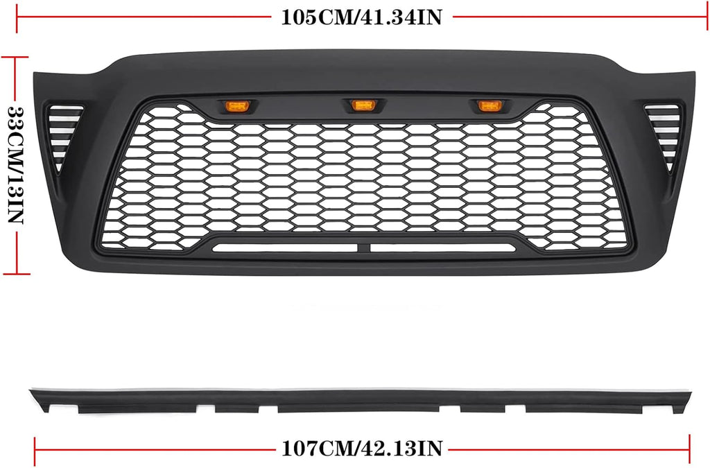 Matte Black Mesh Grille with 3 LED lights M917