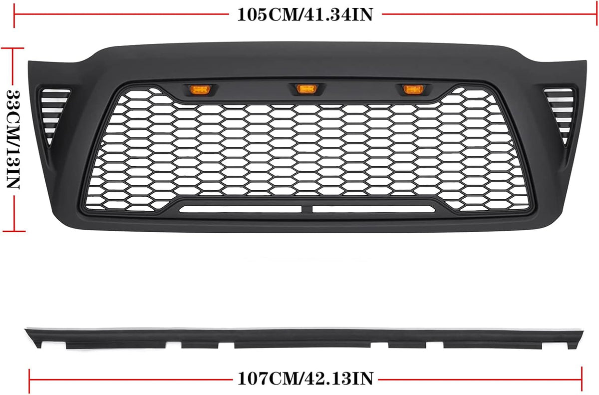 Matte Black Mesh Grille with 3 LED lights M917
