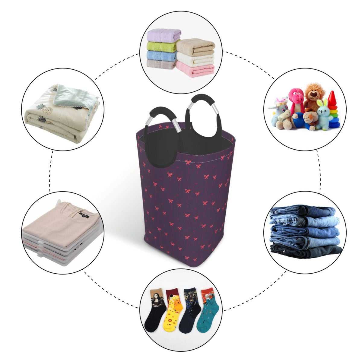 50L Foldable Waterproof Oxford Laundry Hamper D57706