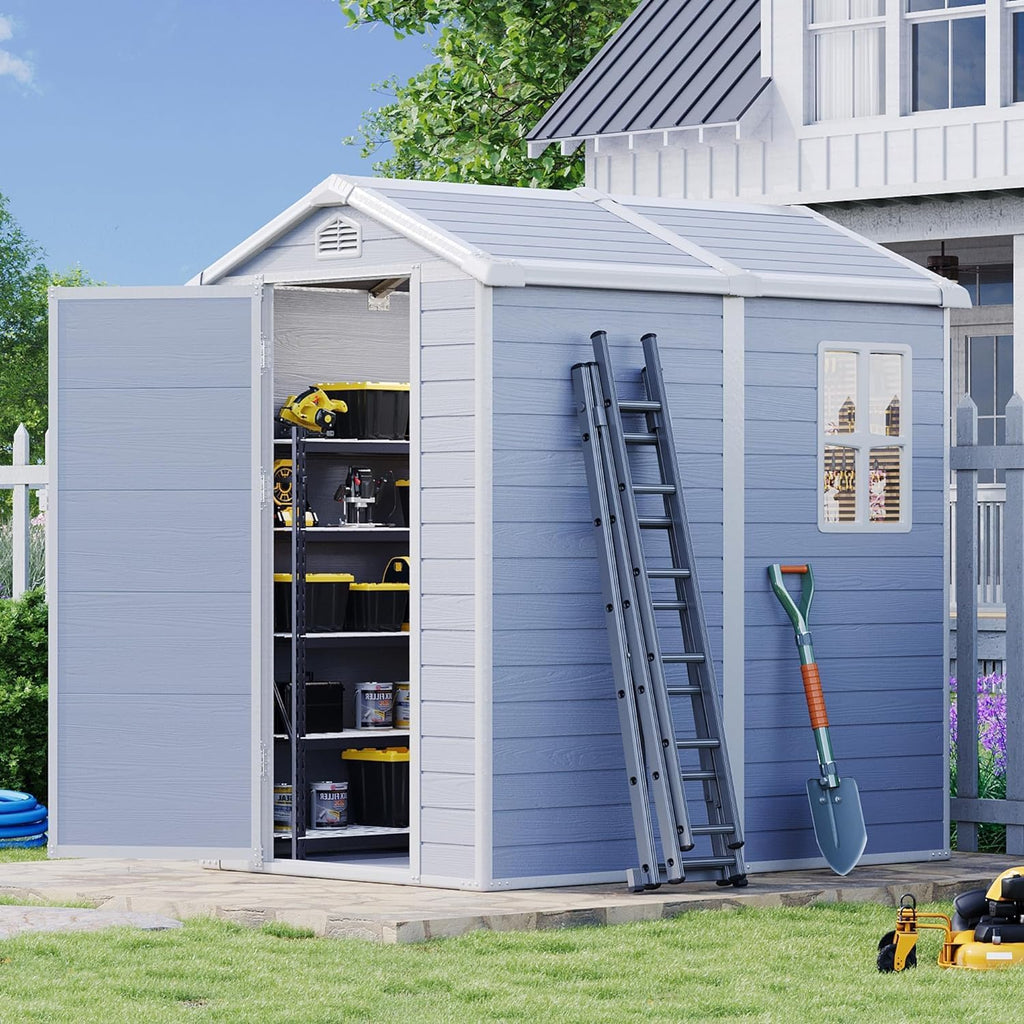 Gray Resin Outdoor Storage Shed Y766