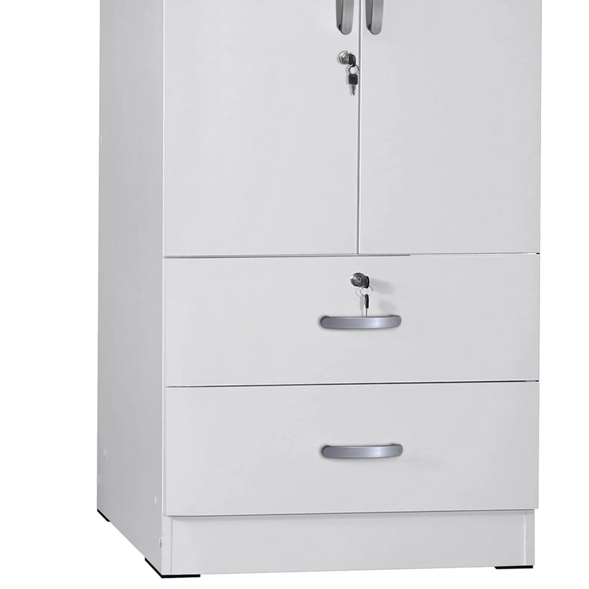 White 2-Door Wood Wardrobe Armoire with 2 Drawers H2290