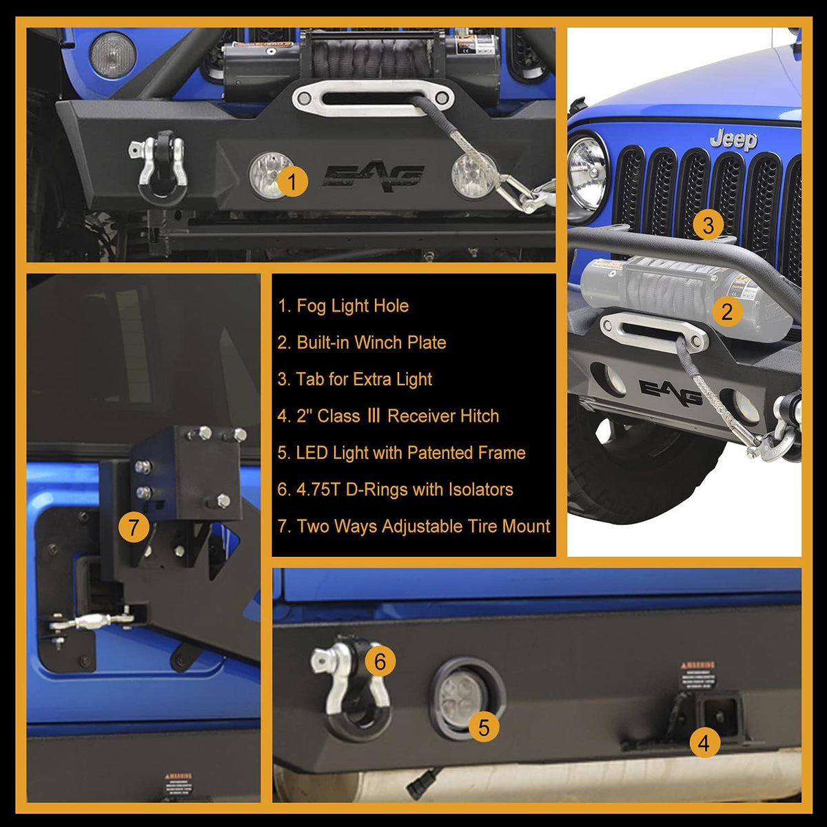 Front and Rear Bumper with Tire Carrier Combo O1642
