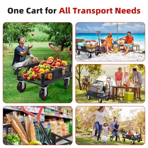 Steel Garden Dump Cart with Removable Mesh Sides and 10-Inch Wheels S941583