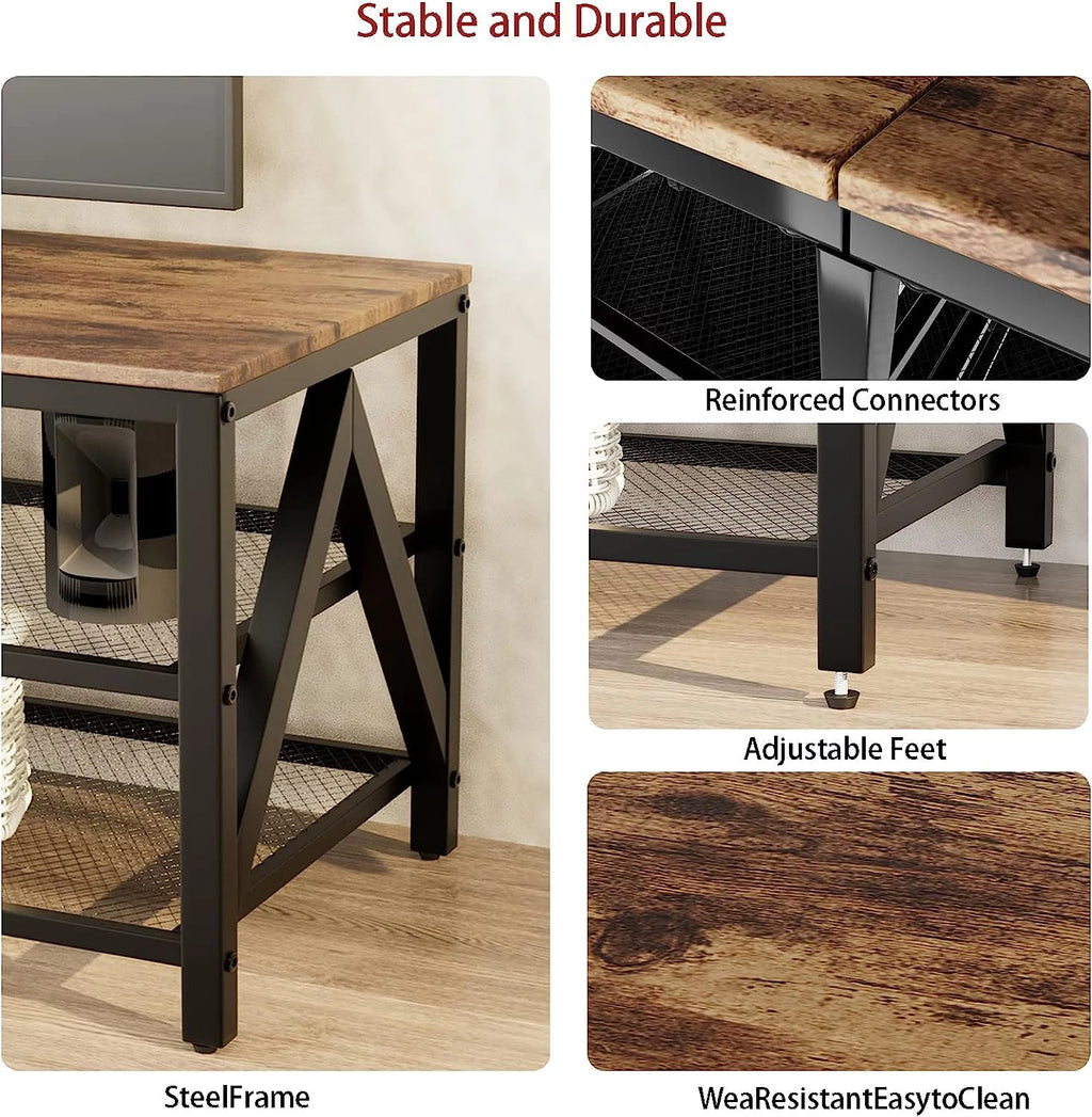 60 65 Inch 3-Tier TV Stand with Metal Frame K122