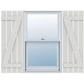 Rustic Four Board Spaced Board-n-Batten Faux Wood Shutters (Per Pair) B434