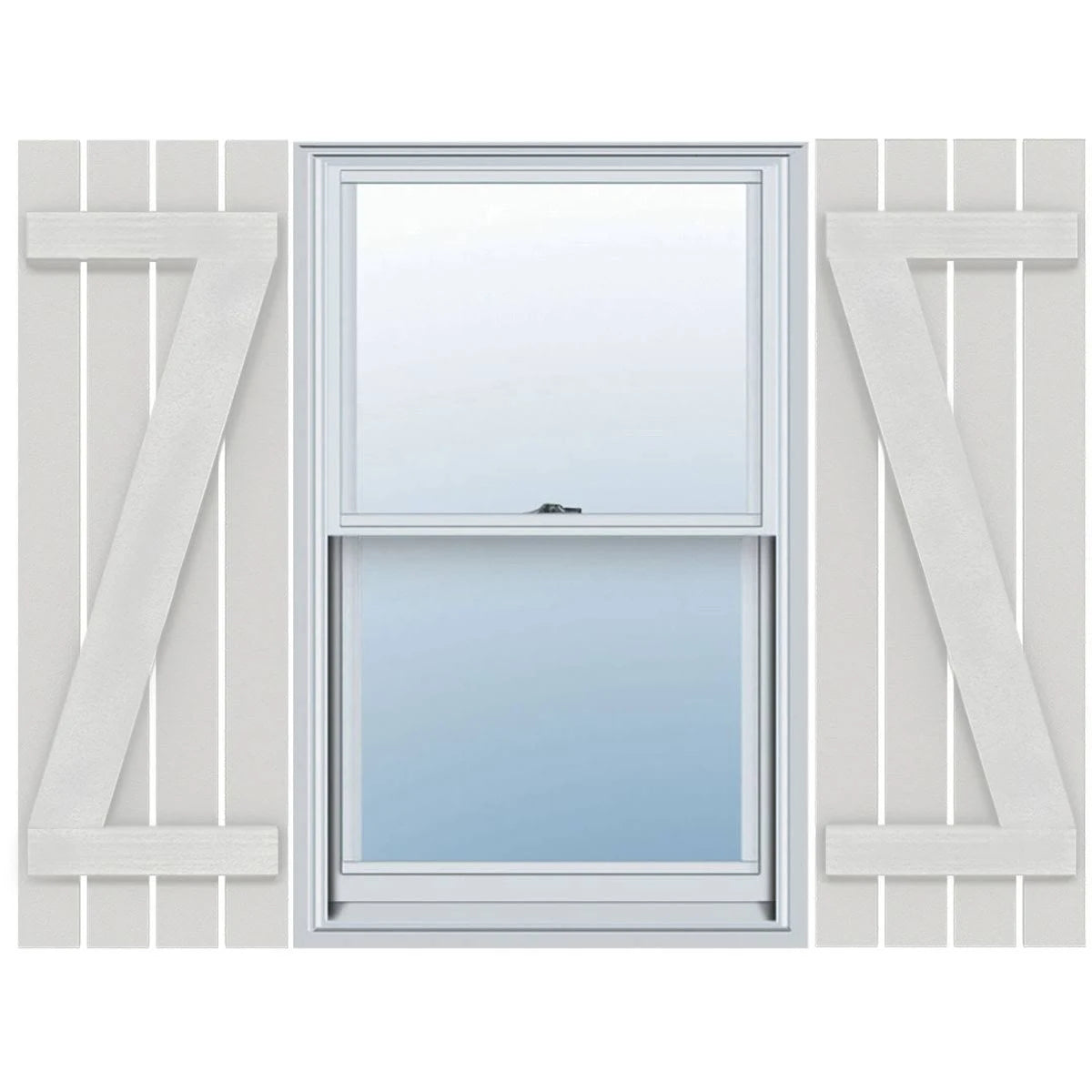 Rustic Four Board Spaced Board-n-Batten Faux Wood Shutters (Per Pair) B434
