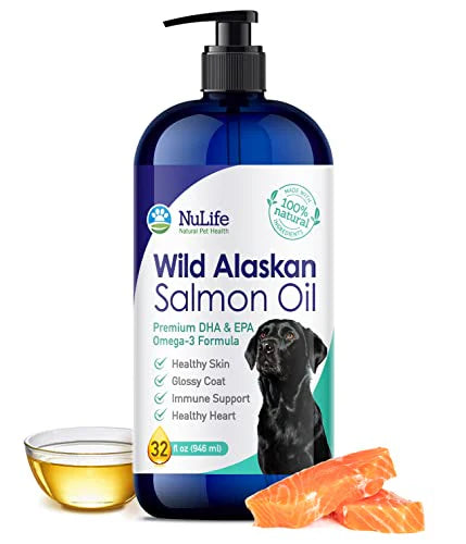 Wild Alaskan Salmon Oil for Dogs, Omega 3 Fish Oil Liquid, Skin and Coat Supplement, 32 oz Pump Bottle V505