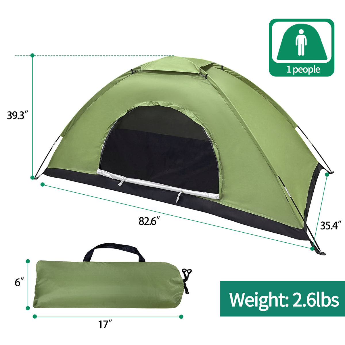 Green Lightweight Dome Camping Tent X20017