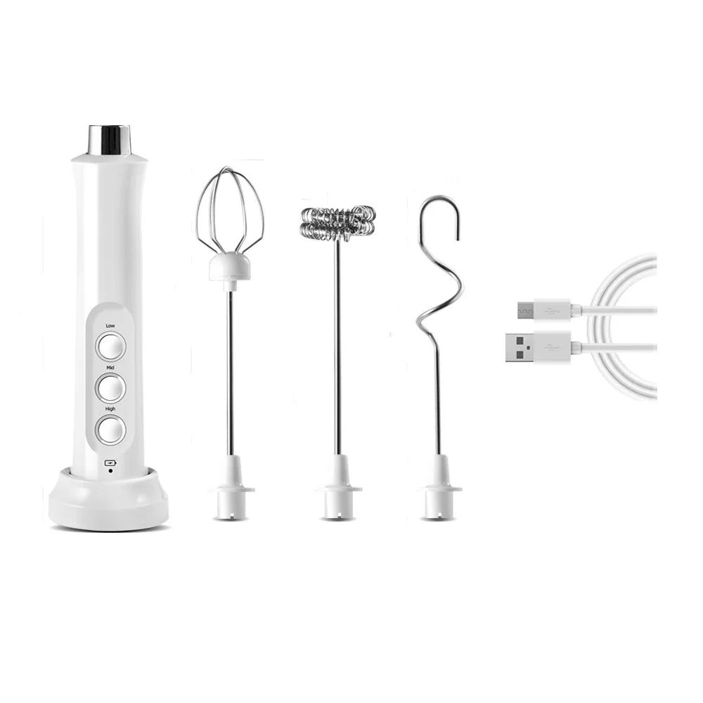 USB Rechargeable Handheld Electric Milk Frother with Stainless Whisk C146