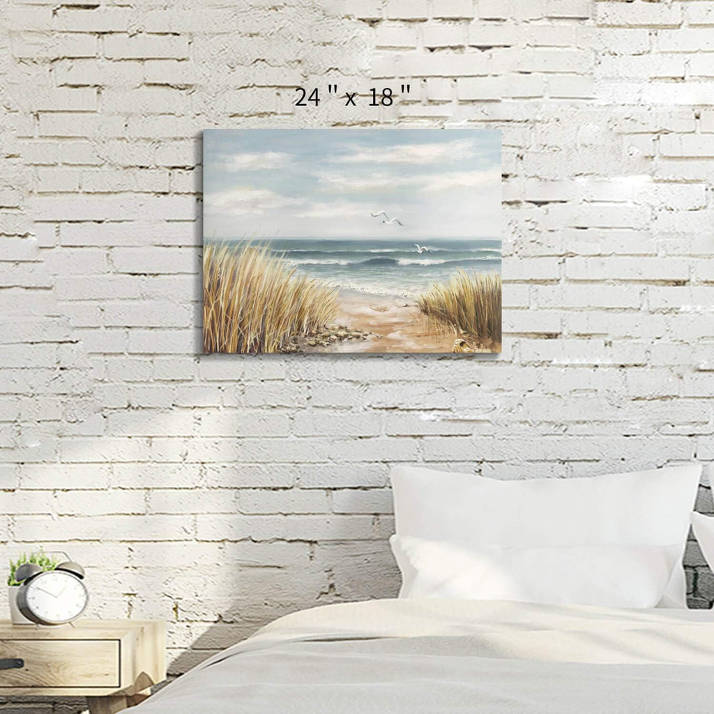 Abstract Beach Painting Wall Art Seashore Artwork Hand Painted Coastal Picture on Canvas K9040