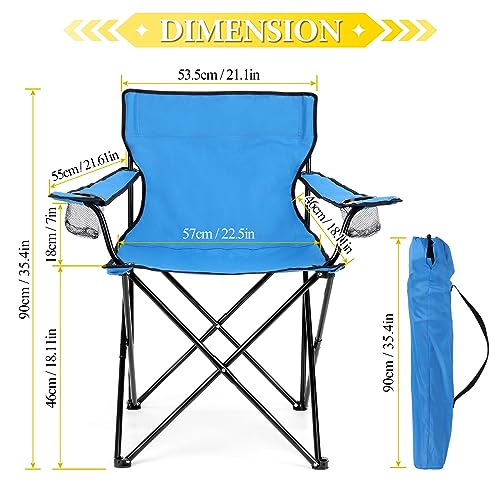 Oversized Folding Camping Chair with Cup Holders and Carrying Bag Black V11178