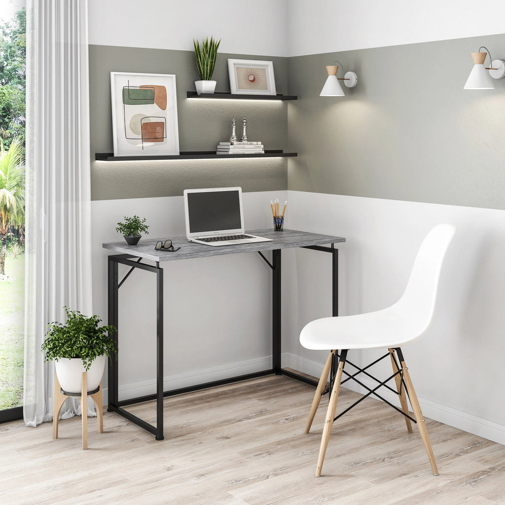 40" W Folding Computer Desk, Grey V5588