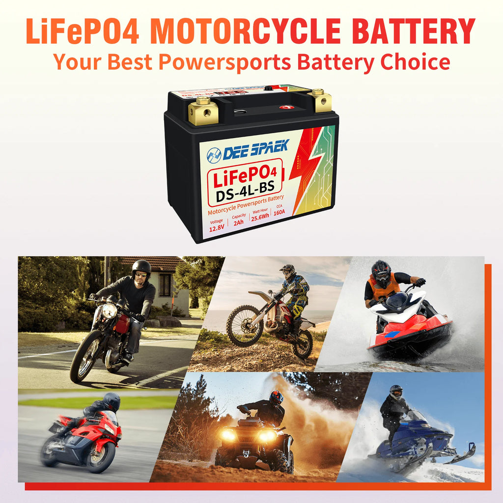 Lithium Powersport Battery with Built in Jump Starting, 2Ah LiFePO4 Engine Start Battery K4414