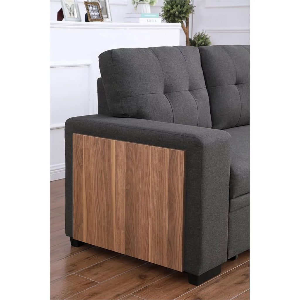 Dark Gray Reversible Sectional Sofa Bed D856818