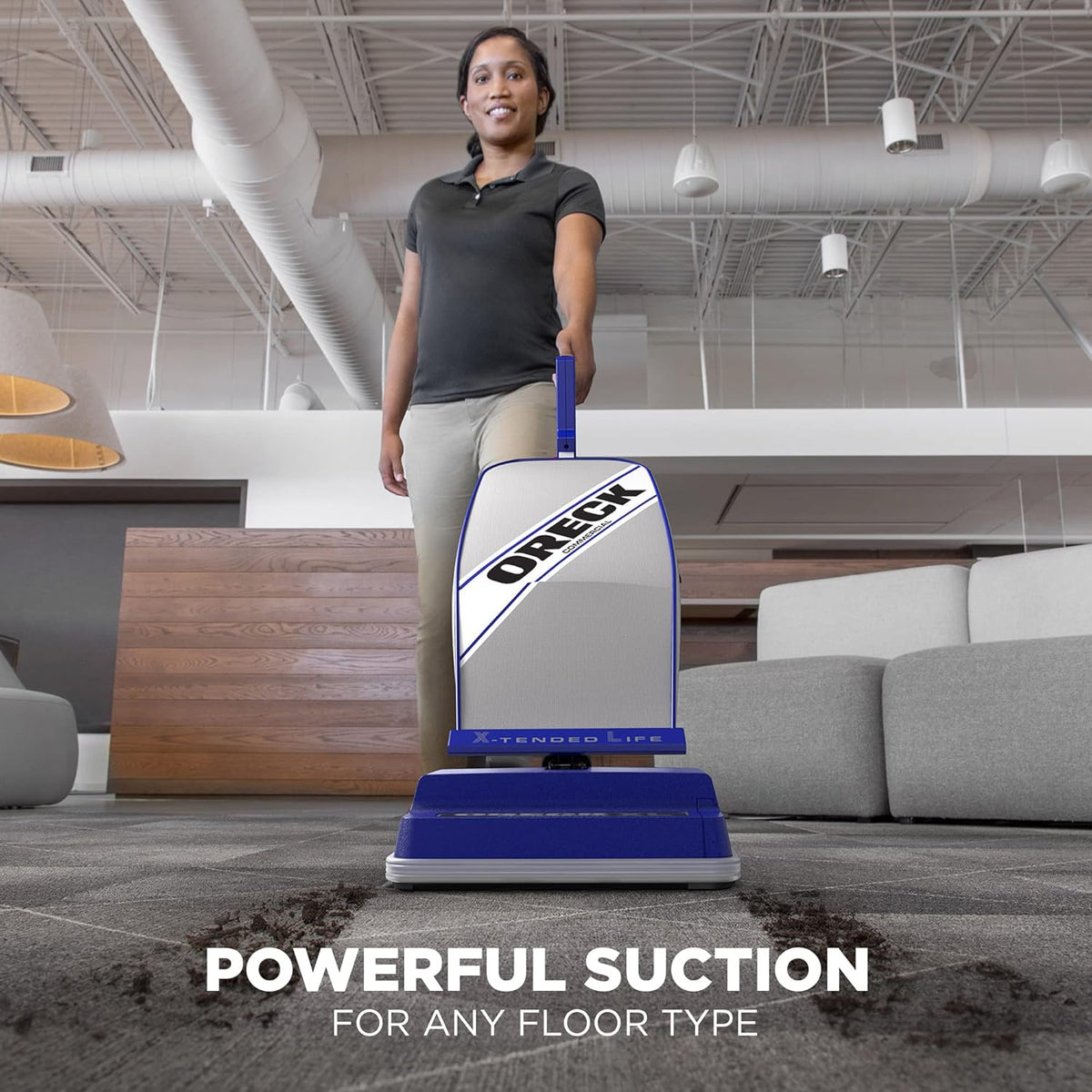 Commercial Upright Vacuum Cleaner, Gray/Blue M759