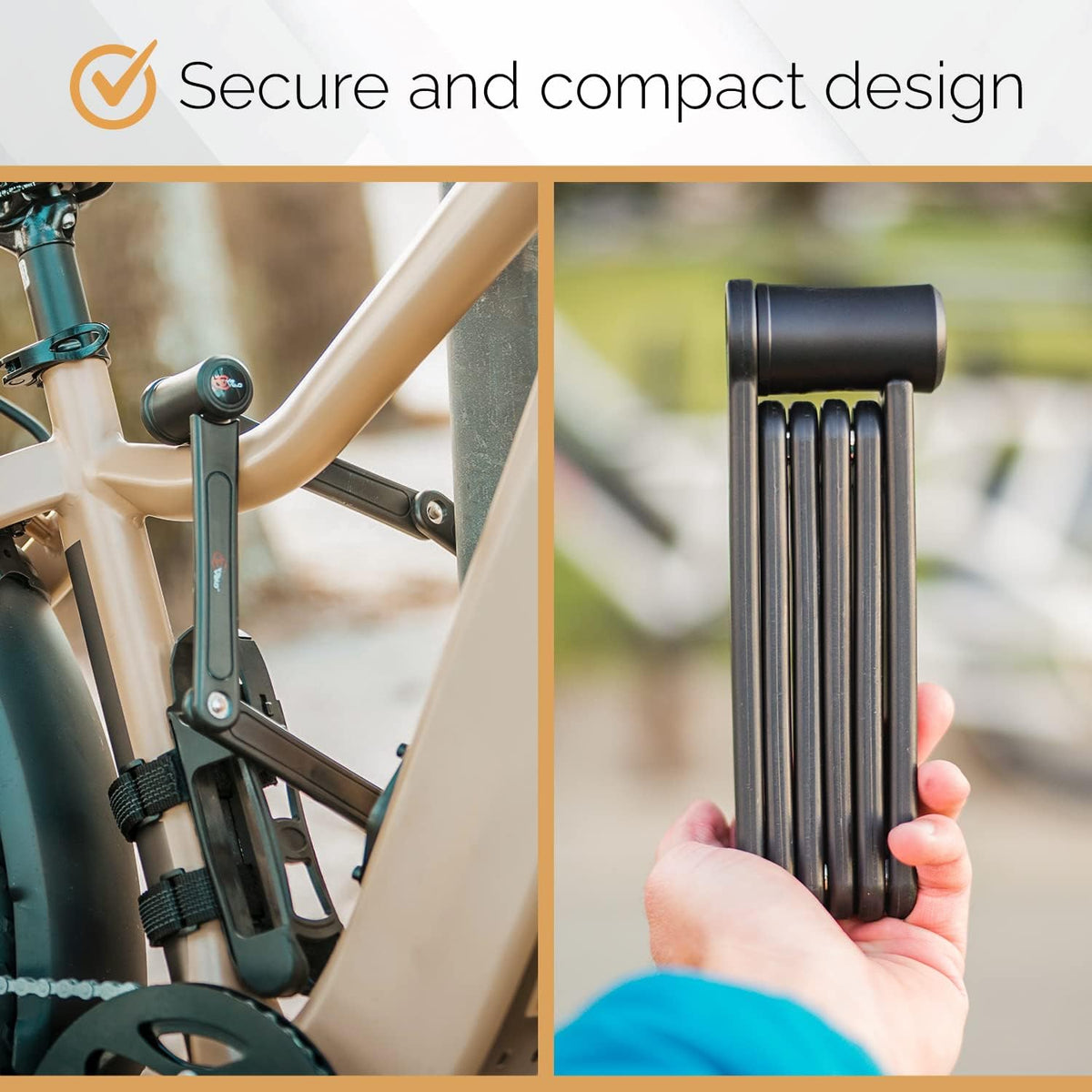 Heavy Duty Hardened Steel Folding Bike Lock with Mounting Case and Two Keys I62812