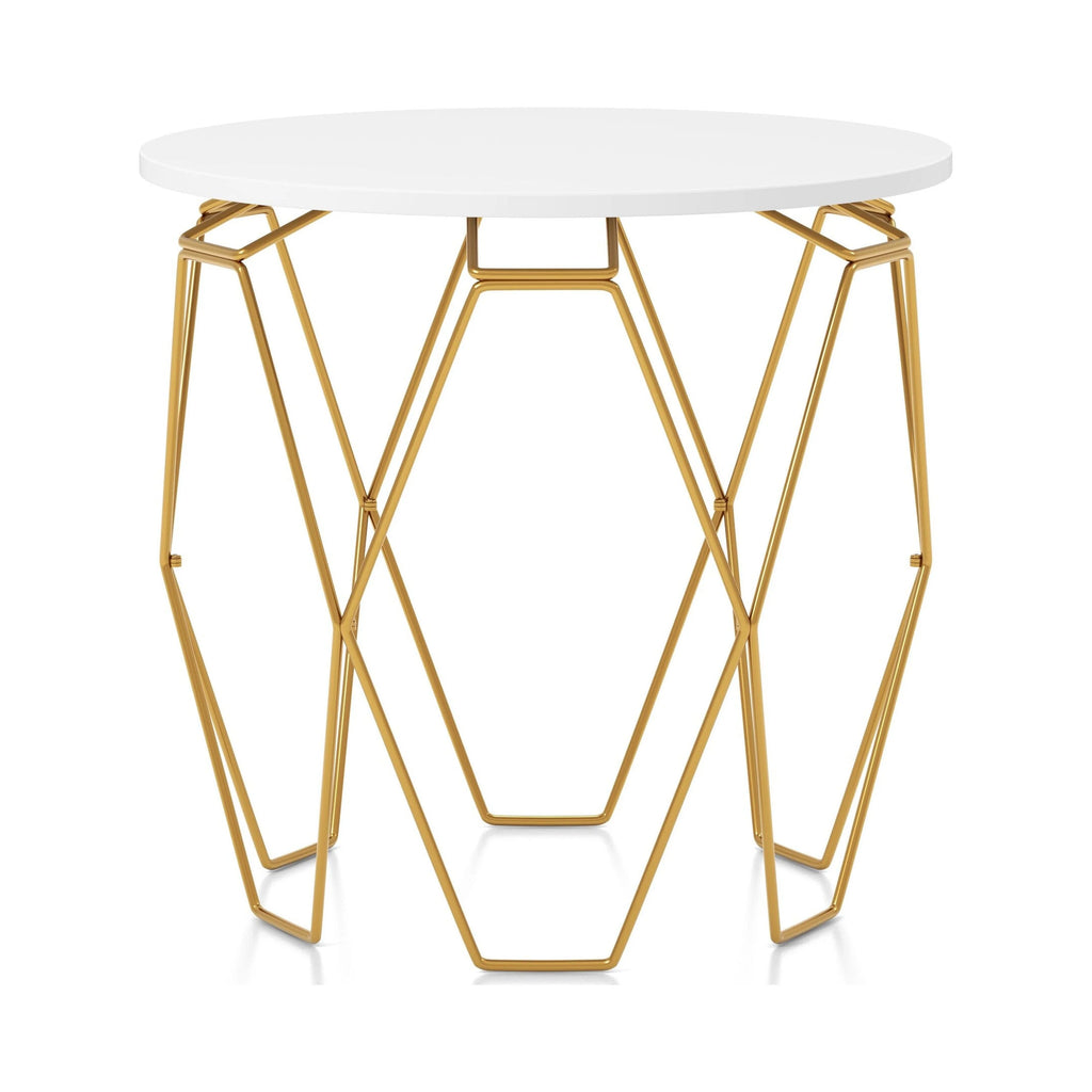 White and Gold Tone 24-inch Hexagon End Table T1756