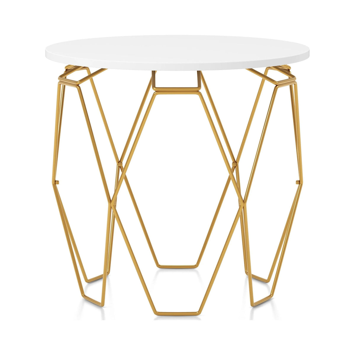 White and Gold Tone 24-inch Hexagon End Table T1756