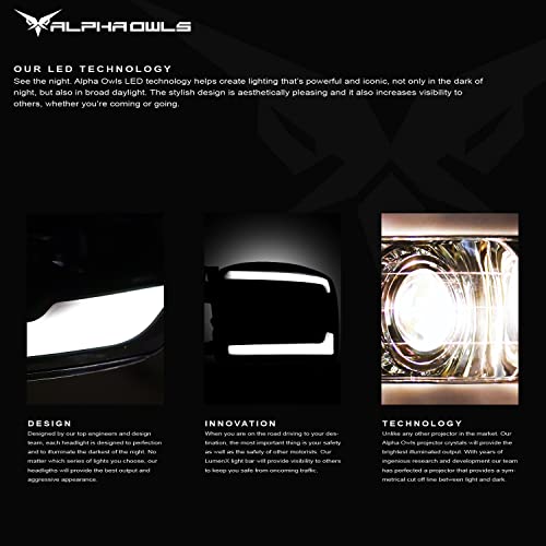 Black Amber Crystal Headlights with LED Light Bar W8786