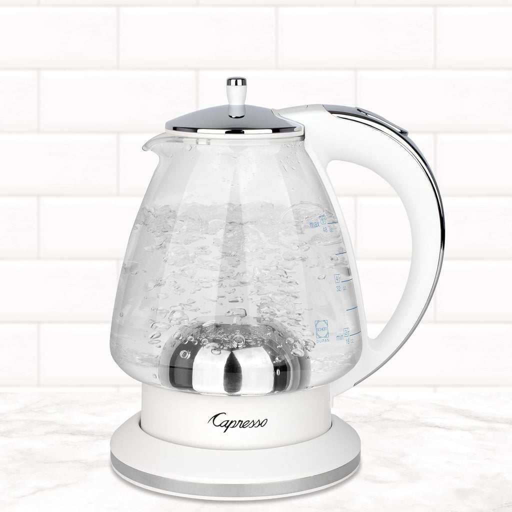 White 48 oz Glass Kettle I299