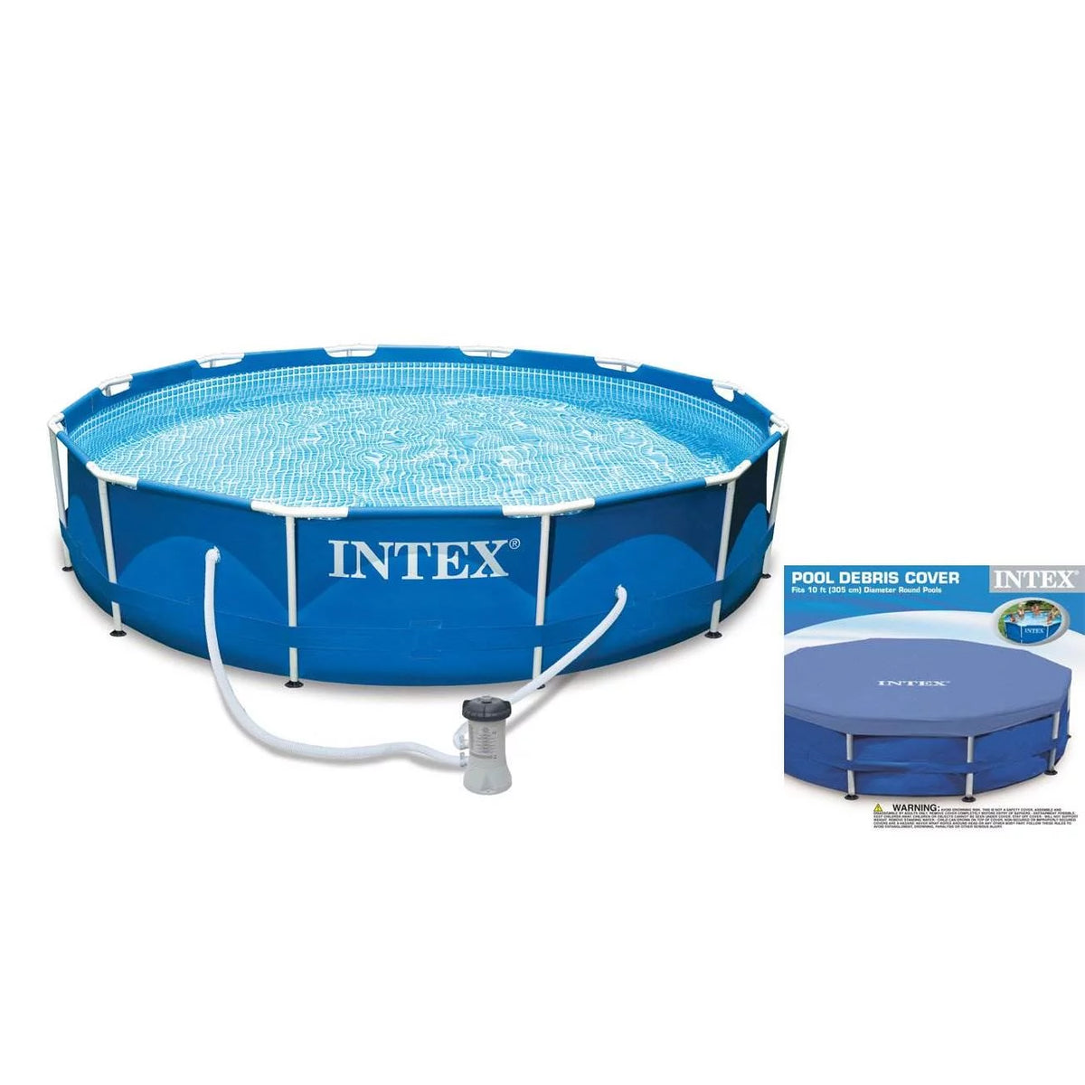 10' x 30 Metal Frame Round Outdoor Swimming Pool with Filter Pump & Cover T778680