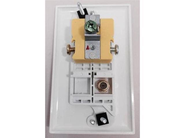 White Single Gang Wall Plate with 110V Power and Coax Cable TV F-Type H8733