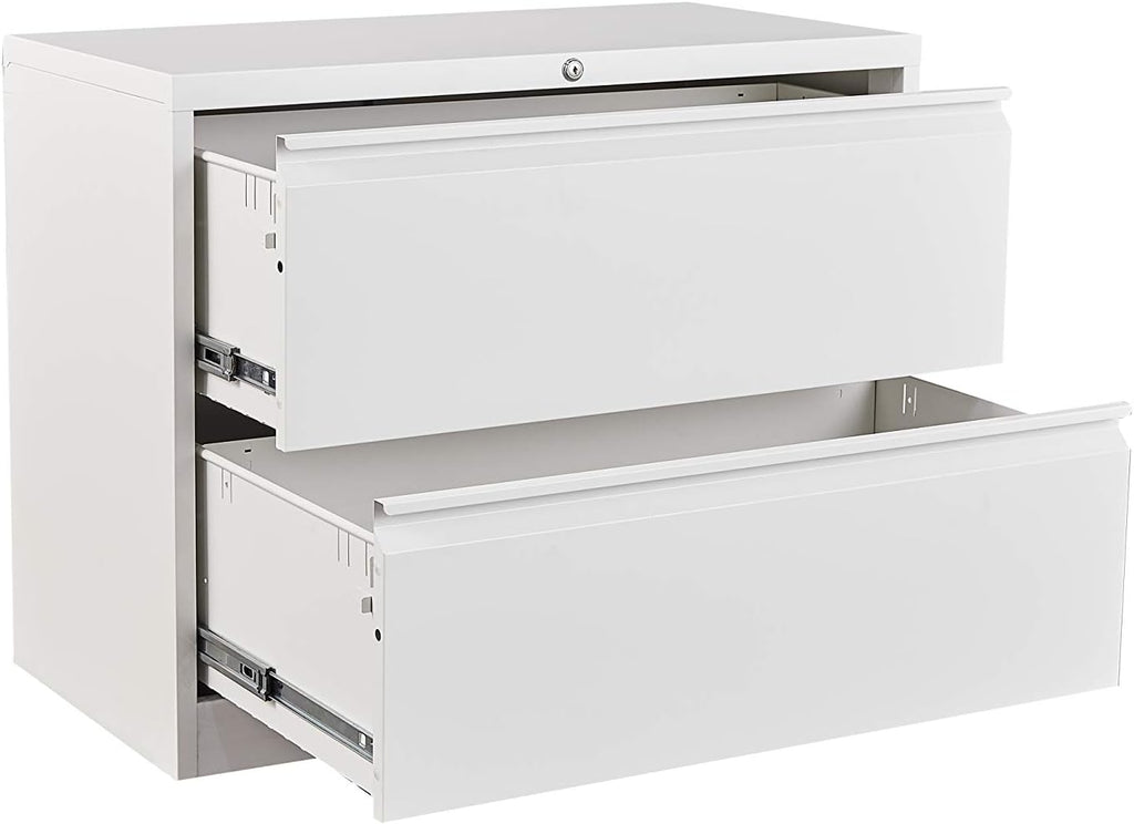 2 Drawer Metal Lateral File Cabinet with Lock (Black) Y51945
