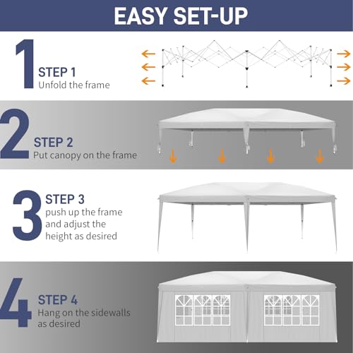 10x20ft Pop Up Canopy Tent with 6 SideWalls (Black) N5724