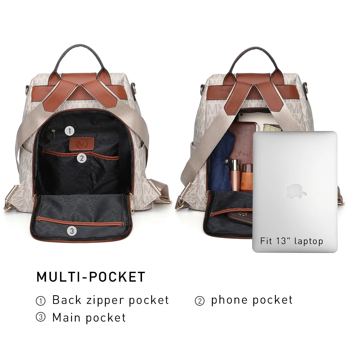 Anti-Theft Travel Backpack and Purse Wallet Set 2pcs S453570