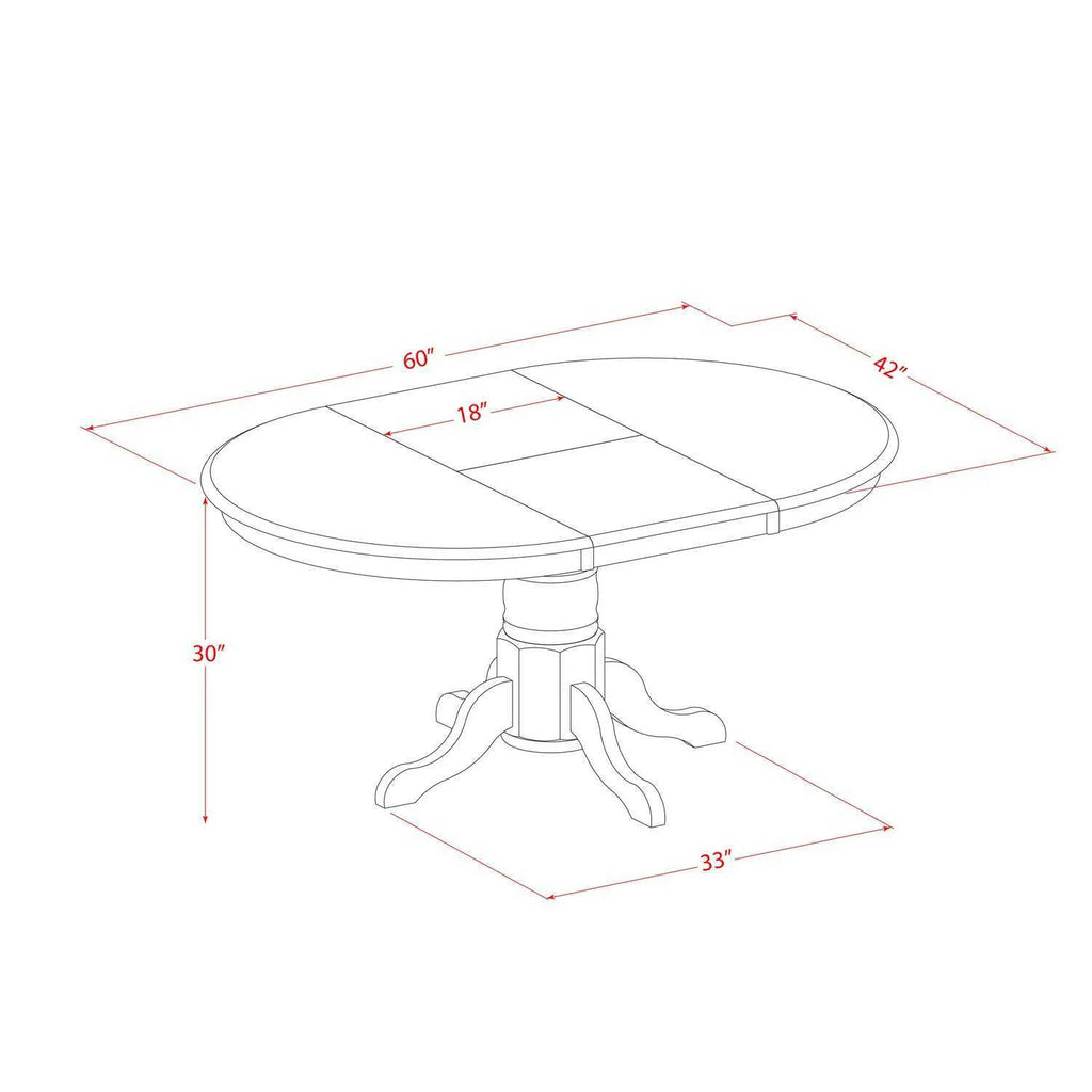 5 Piece Kitchen Set with Oval Dining Table and 4 Upholstered Chairs V815