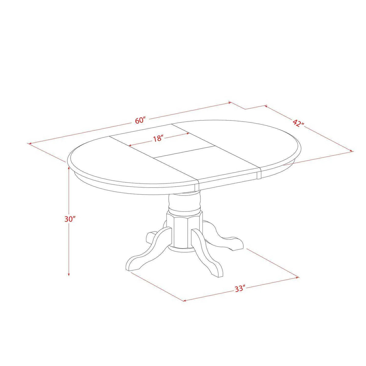 5 Piece Kitchen Set with Oval Dining Table and 4 Upholstered Chairs V815