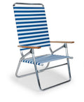 Folding Beach Arm Chair Blue White Stripe B3176