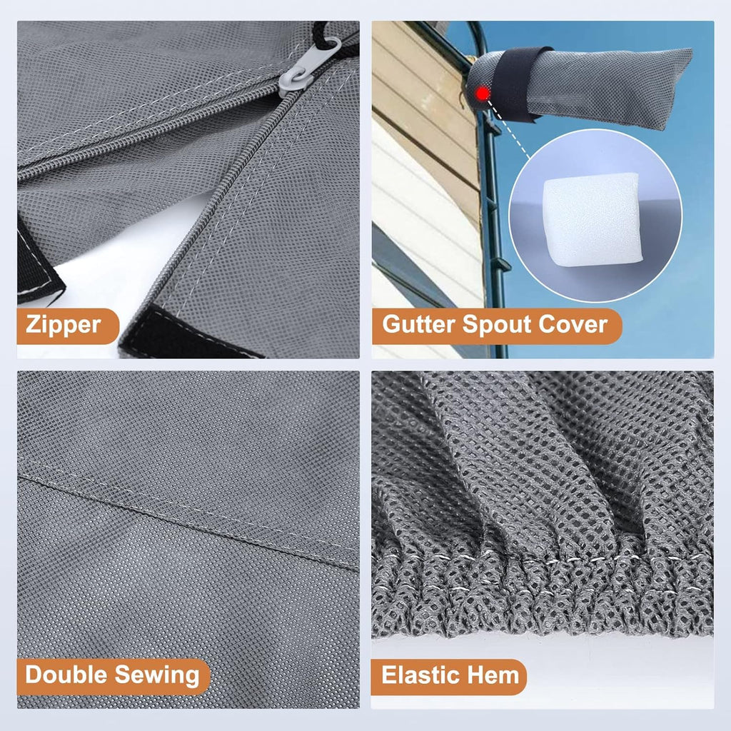 RV Cover Heavy Duty Anti-UV Rip-Stop Breathable with 2Pcs Straps & Gutter Covers I56472