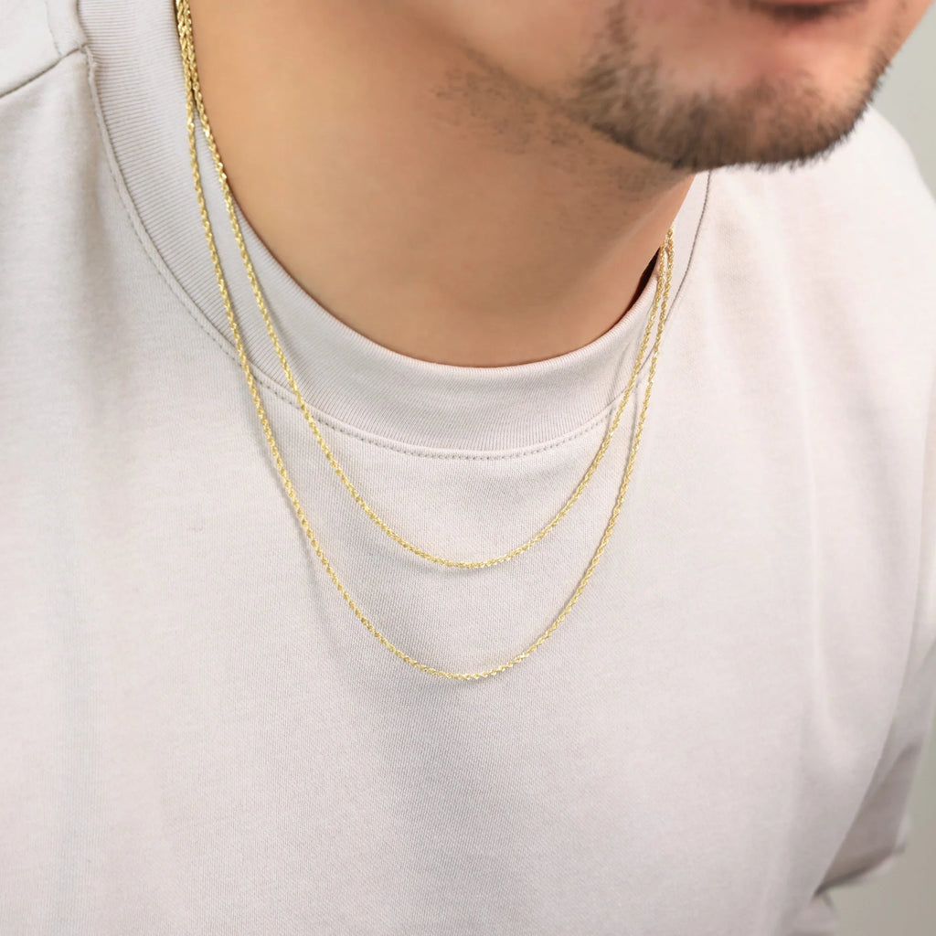 14k Yellow Gold 1.5mm Rope Chain Diamond Cut Necklace 16" - 24" N60838