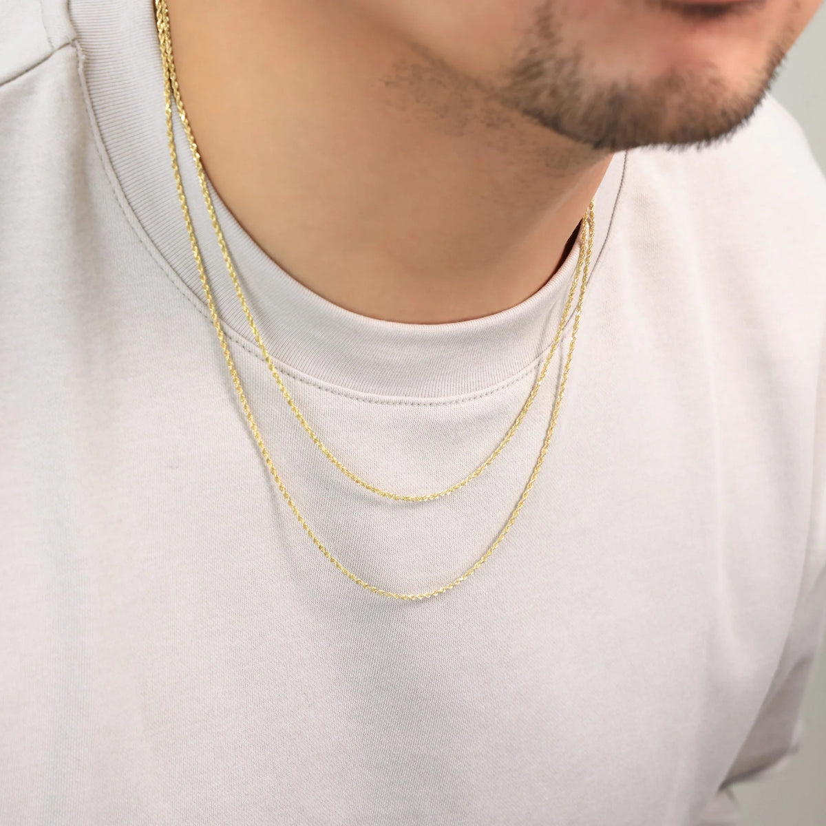 14k Yellow Gold 1.5mm Rope Chain Diamond Cut Necklace 16" - 24" N60838