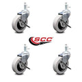 3” Swivel Thermoplastic Rubber Caster with Brake, Set of 4 V871977