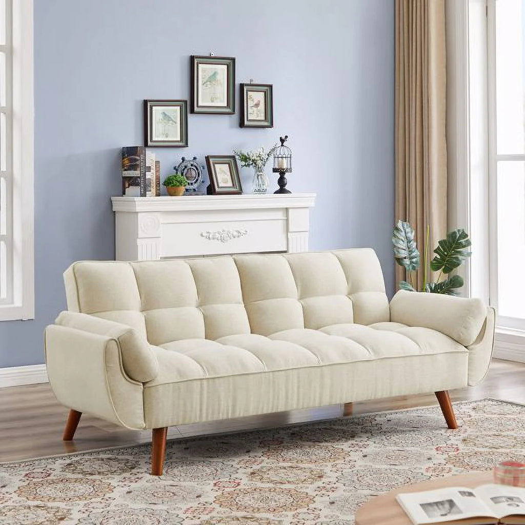 76" Beige Convertible Futon Sofa Bed B7432