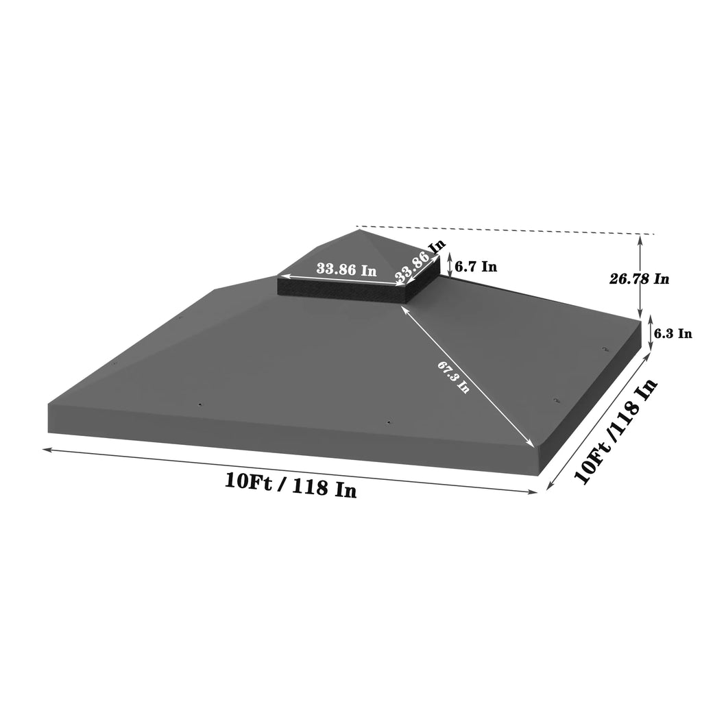 10x10 Ft Double Tiered Gazebo Replacement Canopy Top Cover Only H4072