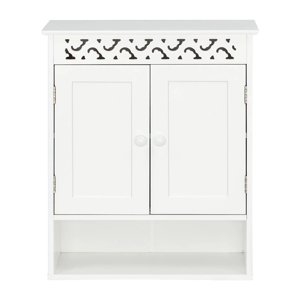Wall Mounted Medicine Cabinet with Double Doors and Open Shelf B280