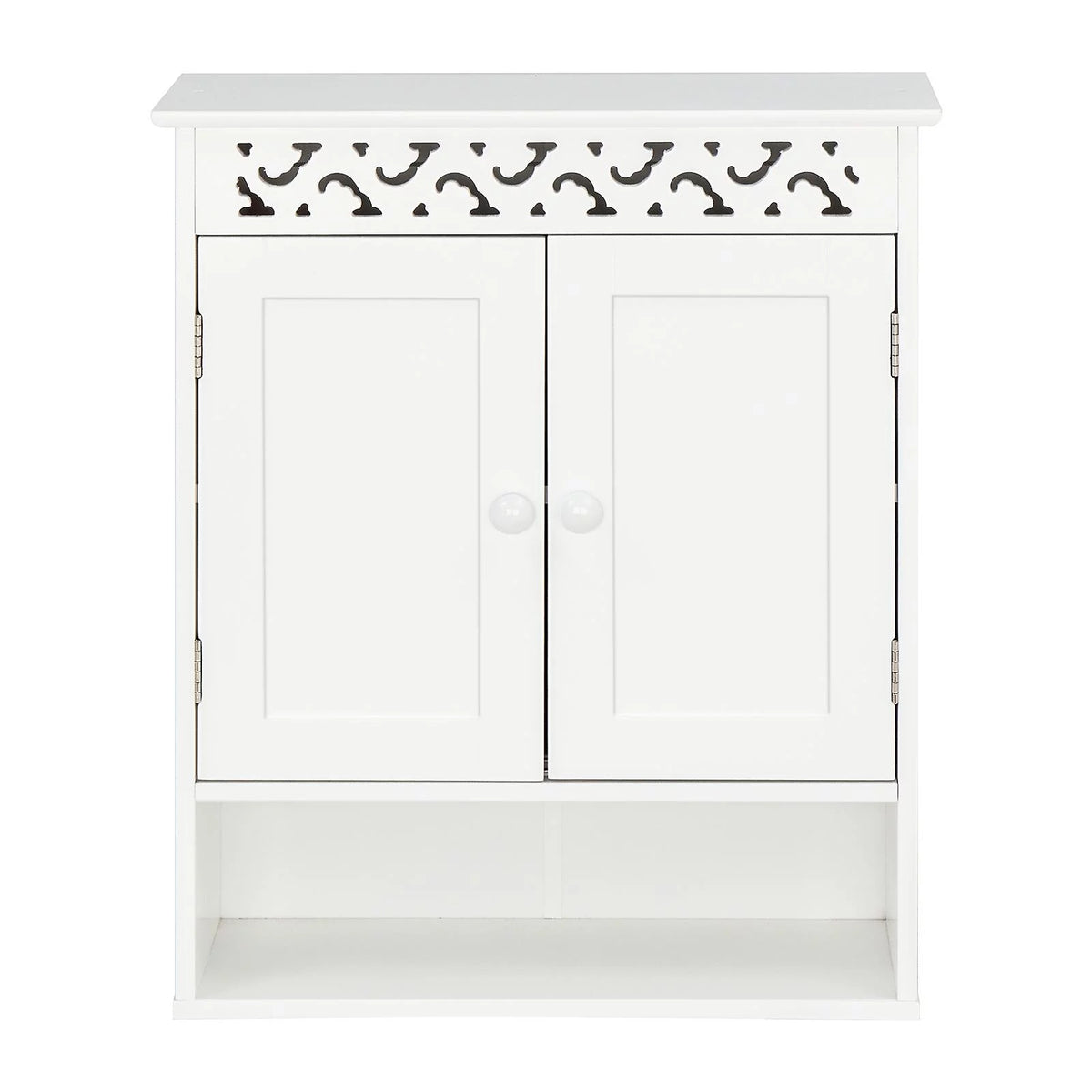 Wall Mounted Medicine Cabinet with Double Doors and Open Shelf B280