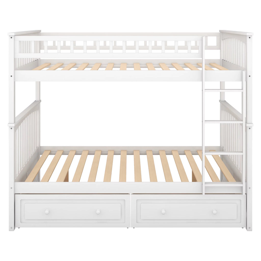 Pine Wood Full-Over-Full Bunk Bed with Storage I703522