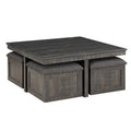 Gray Oak 6 Piece End Table & Nesting Ottoman Set R73541
