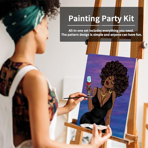 Pre Drawn Canvas Painting Kit with 8 Acrylic Colors, 3 Brush, 1 Pallet (12x16) M5032