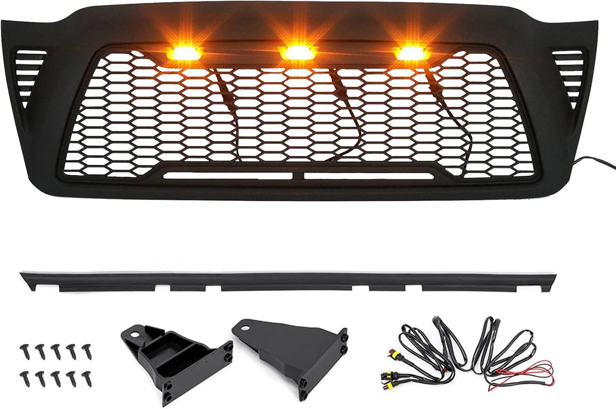 Matte Black Mesh Grille with 3 LED lights M917
